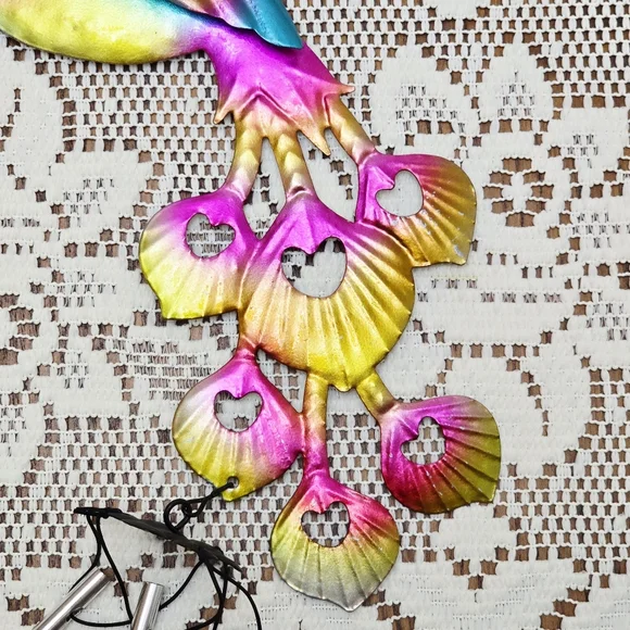 NWT Peacock Wind Chime Rustic Metal Garden Patio Outdoor Yard Home Decor Bells - Picture 6 of 13